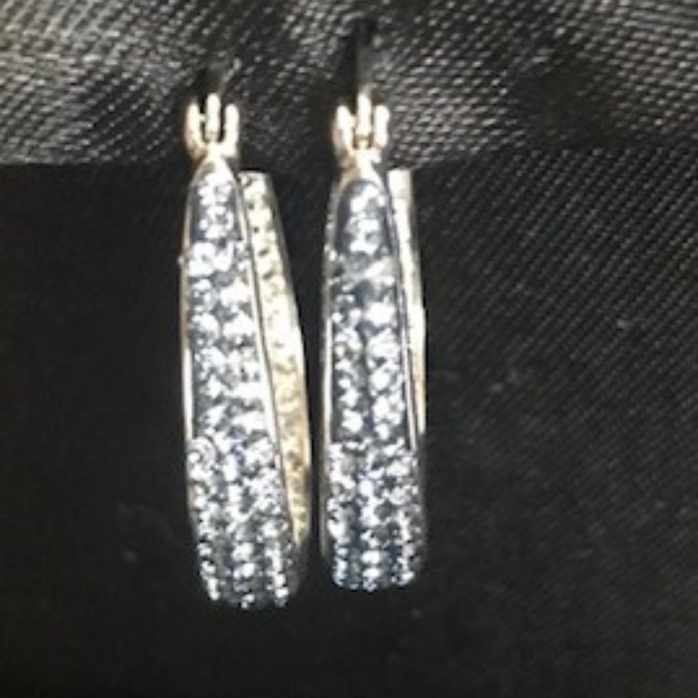 Blue Dimaond Hoop Earrings